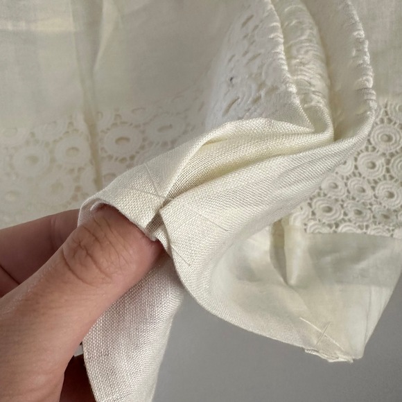 NWT Ann Taylor LOFT Cream Linen Blend Short Knee Length Skirt Lace Detail Size 6 - Picture 7 of 12